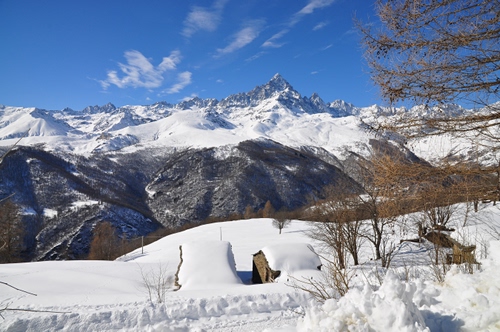 Immagine con neve, inverno, montagne, alberi, montagna, bianco, cielo, panorama