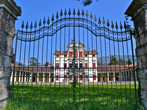 Immagine con cancello, villa, erba, prato, ferro, verde, punte, lance