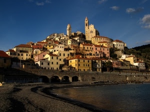 mare, spiaggia, paese, chiesa, panorama, campanili, case, paesaggio